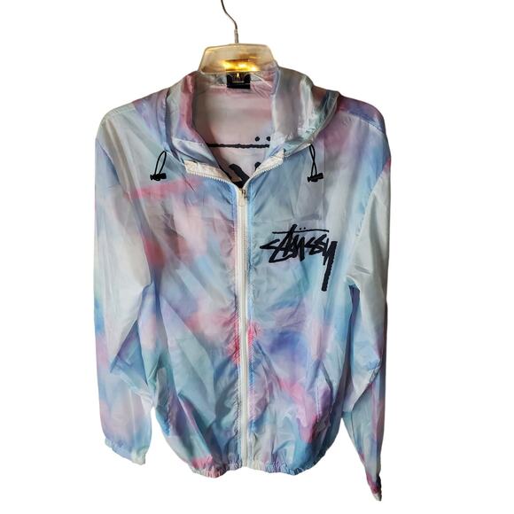 Stussy Cotton Candy Rainbow Dye Tie Hooded Windbreaker, XXL - Picture 1 of 5
